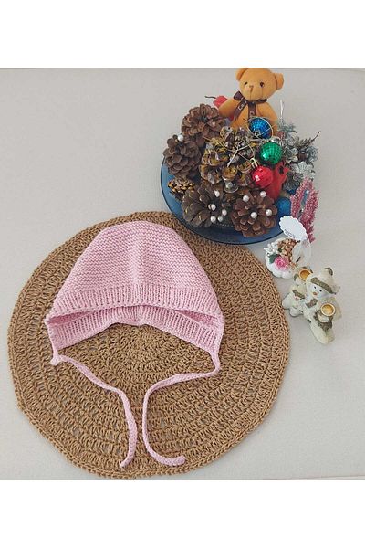 BEGİN Pink Cotton Lora Hat for 0-12 Months Baby - Newborn Gift Booties