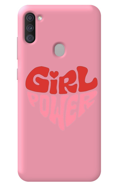 WANNA PROTECT Samsung M11 Pink Inner Velvet Heart Girl Power Patterned Silico...