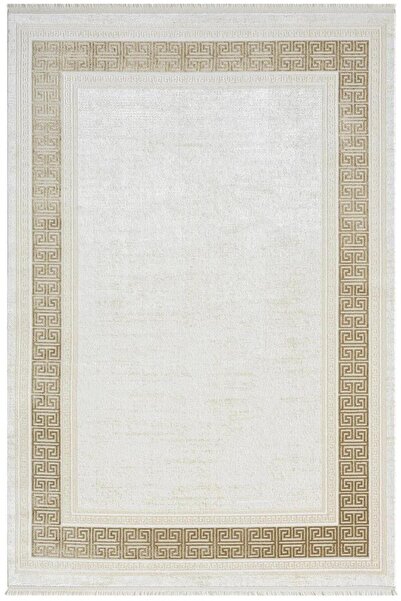 Karmen Halı Elegance Eg009a Bej Halı Gold Çerçeveli Modern Viskon Doğal Iplik...