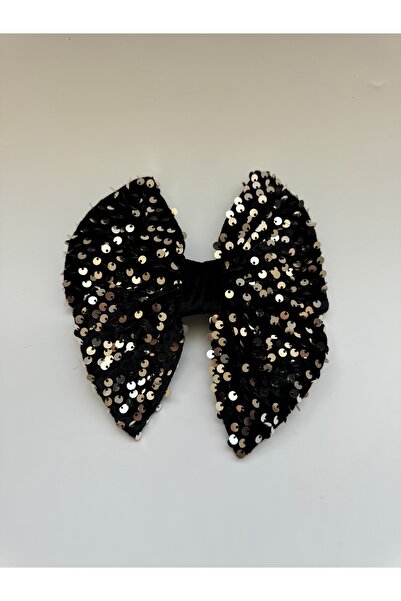 alhifa Siyah Pul Payetli Parlak Otomatik Fiyonk Toka