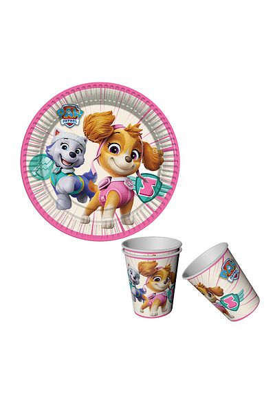 kidspartim Paw Patrol Skye Themed Cardboard Plate Glass 8 Pcs