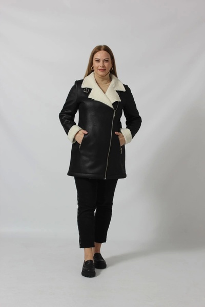 Moda Berray Uzun İçi Kürklü Boğazı Kemer Detaylı Kaban