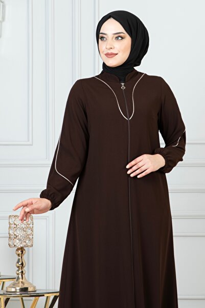 Nevayla Moda Καφέ Χρώμα Λευκό Piping Λεπτομερής Φέρα