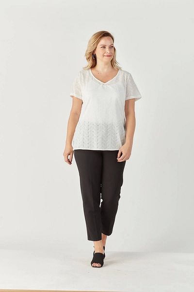 Moda Berray 3204 Scalloped Short Sleeve Plus Size Stylish Blouse White