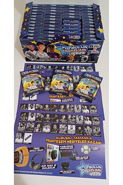 Toys ألبوم نجوم كرة القدم لعام 2025 - هدايا رائعة وحقائب محدثة 48 صندوقًا صغيرًا