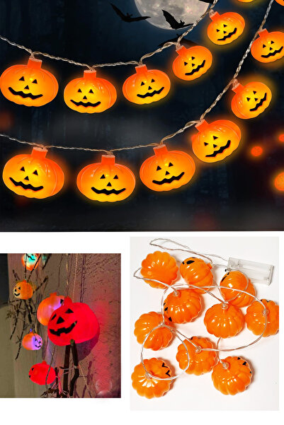 Parti dolabı Halloween Cadılar Bayramı Bal Kabağı Şeklinde Rengarenk Led Işık Lamba Halloween Dekoratif Süs 2,5m