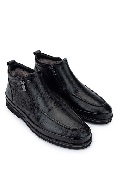 Tamer Tanca Men's Genuine Leather Black Floater Casual Boots