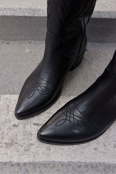 NILUFARR Cizme de cowboy din piele naturală Sofia negre