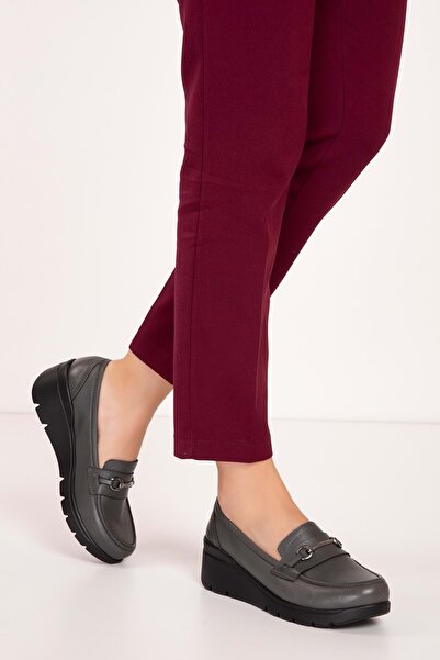 Gondol Hakiki Deri Anatomik Taban Toka Detaylı Rahat Ayakkabı Esfa.2086