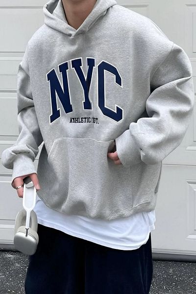 uyguntarz Nyc bedrucktes Baumwoll-Oversize-Sweatshirt