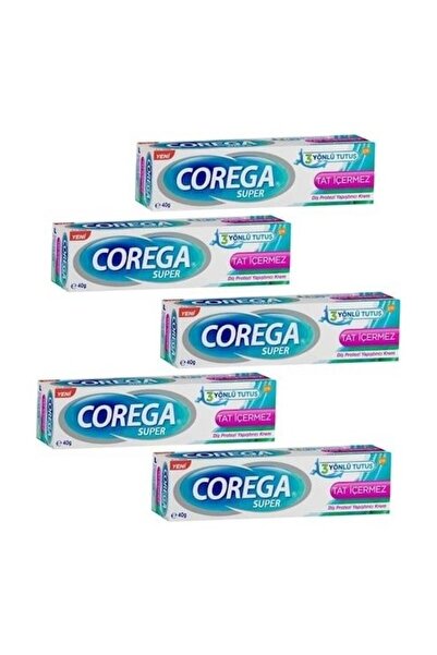 Corega Süper Diş Protez Yapıştırıcı Krem Tat Içermez 40 Gr-5 Kutu
