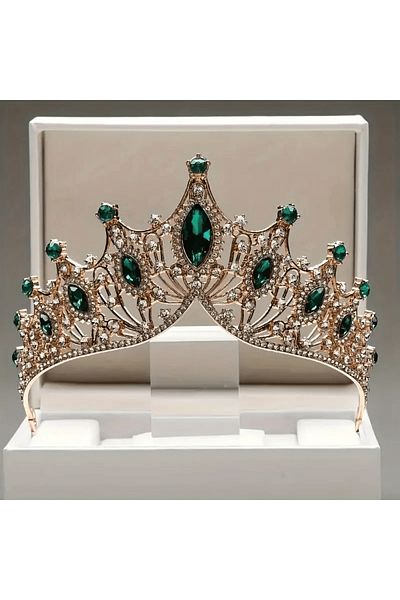 Eva Flore Green Stone Henna Night Crown - Maternity Crown - Engagement Crown