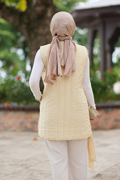 LOCCO Жіночий тонкий жилет з поясом, кремовий