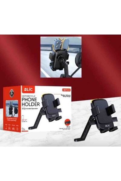 Blic BST15Titreşim Önleyici Tek Elle Kullanılabilir Ayna Bağlantılı Motosiklet Telefon Tutucu