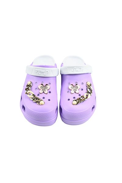 Sia Çanta SIA A Quality High Heeled Light Comfortable Crocs Slippers - Stone Detailed and Chained