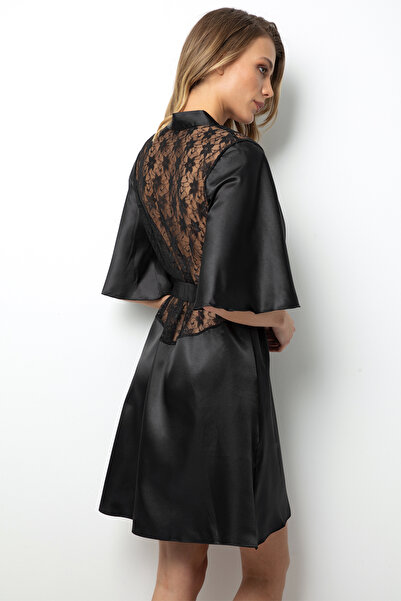 Doremi Satin Dressing Gown with Lace Back