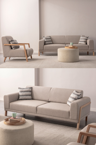 Eymense Latte Koltuk Takımı 3+3+1