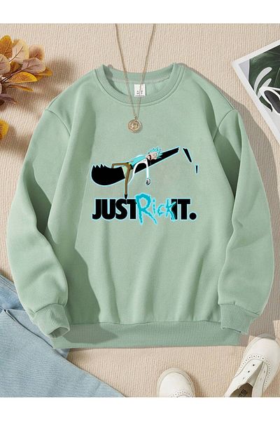 LePold Суитшърт за момиче/момче с 3 нишки с кръгла яка Just Rick Printed