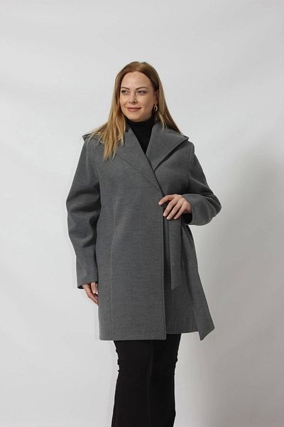 Moda Berray Belted Hooded Stamp Coat with Side Tie Detail