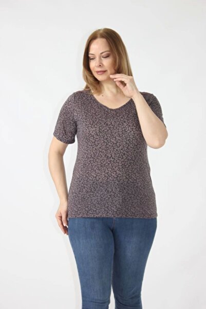 Moda Berray 3284 SIRTI DANTEL DETAYLI VİSKON PENYE DESENLİ BLUZ