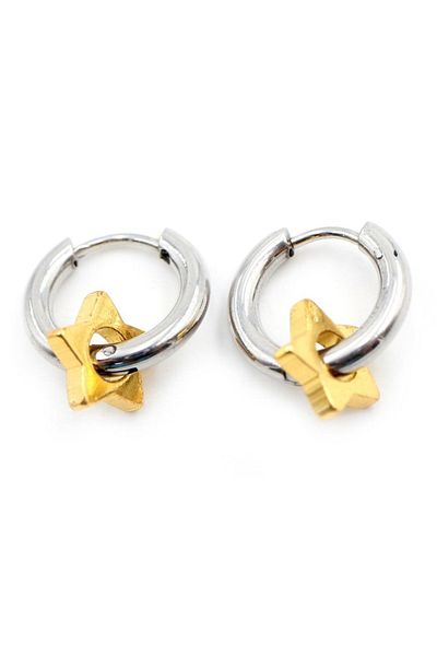 G Sport POLO Star Figured Steel Hoop Earrings