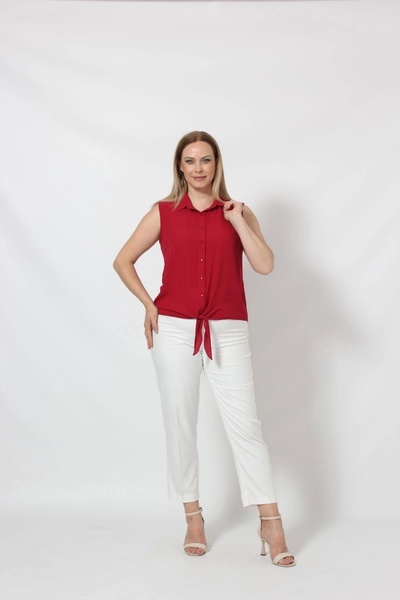 Moda Berray 3253 Kolsuz Bağlamalı Gömlek Bordo