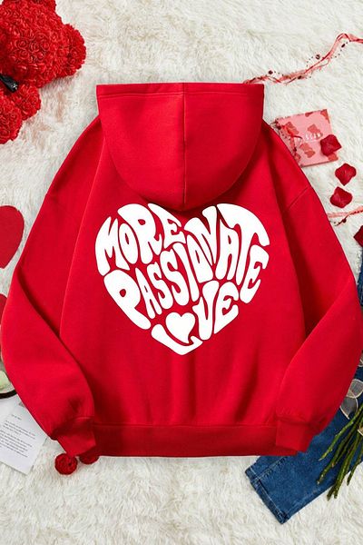 uyguntarz Mehr Liebe bedrucktes Baumwoll-Oversize-Sweatshirt