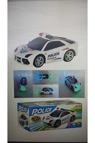 KİNKU Oyuncak Polis Arabası Pilli Çarptıkça Yön Değiştiren Işıklı Sesli Polis Arabası