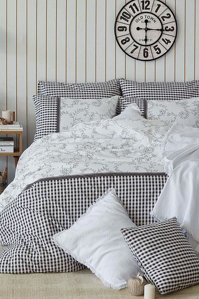 TEKSTİLDENİZİ Istanbul Riva Double Pique Duvet Cover Set - Antra