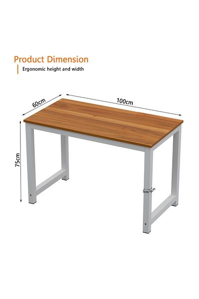 Mahmayi ZCD-24W Modern Study Desk, Modern Executive Desks for Home, Office - Light Walnut