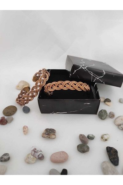 BŞK VİRGO 17 cm Model Knitted Copper Bracelet