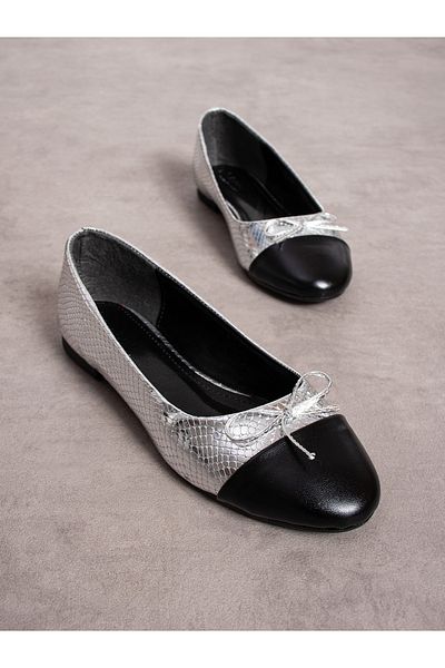Alemdar Shoes Balerini de damă FLOS Silver Crochet Bow