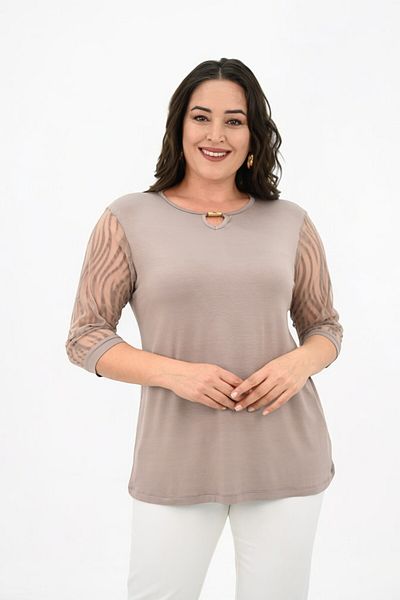 Koza Butik Γυναικεία μπλούζα με λεπτομέρεια από τούλι 1864-25