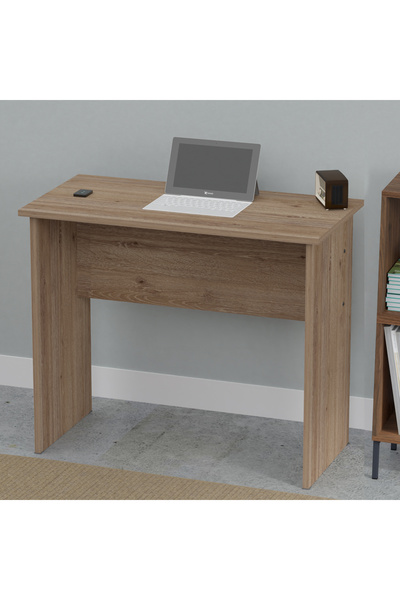 Mahmayi Modern MP1 Study Table, 90x45 with Black BS02 Desktop Socket Truffle Davos Oak