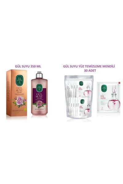 Eyüp Sabri Tuncer Gül Suyu 350 ML VE Gül Suyu Yüz Temizleme Mendili 30 ADET
