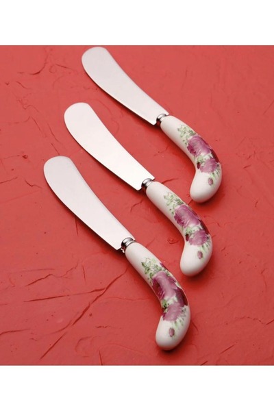 Asey Home Arow 3 Pieces Porcelain Handle Butter Knife Breakfast Knife