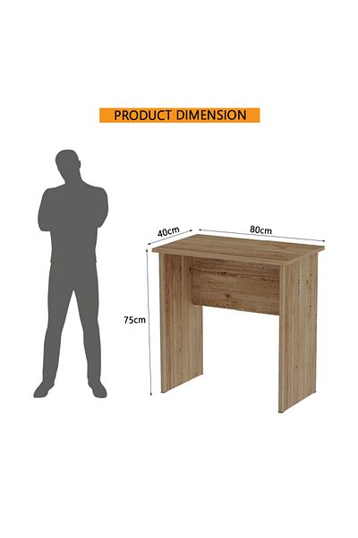 Mahmayi Modern MP1 Study Table 80x40 Plain Desk,Truffle Davos Oak