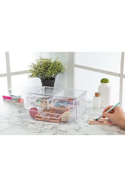 LeylArt Home Makeup Organizer with 3 Drawers, Bathroom Organizer, Plexiglass Organizer