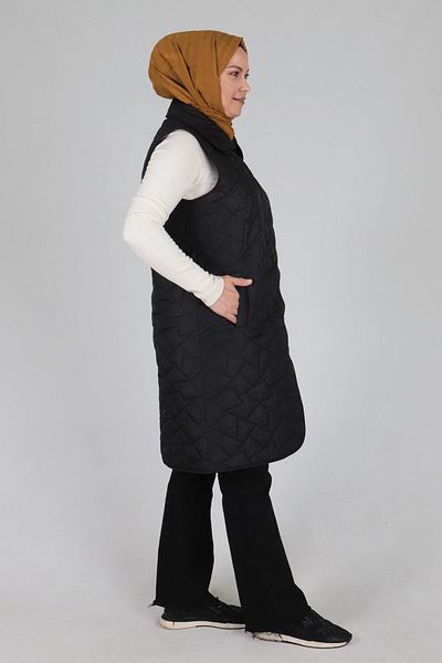Moda Rosa 24K30008 - BLACK - Large Size Hijab Quilted Vest