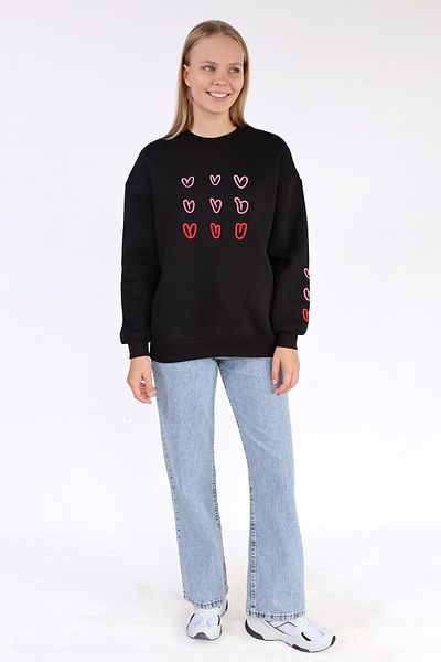 Rays 9175m Black Heart Embroidered Bike Collar Sweat