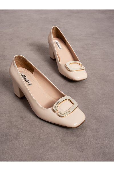 Alemdar Shoes Pantofi de damă CIEL crem cu cataramă din piele lacuită