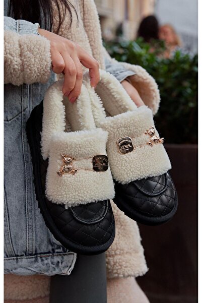 NILUFARR Winter Teddy Black Genuine Leather Wool Women's Boots