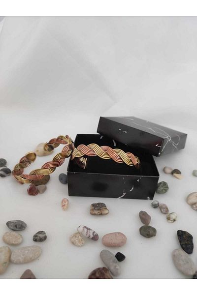 BŞK VİRGO 17 cm 100% Pure Copper Curved Bracelet