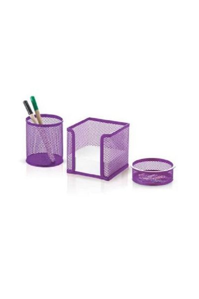 Need طقم حامل أقلام أرجواني مثقوب مكون من 3 قطع - سطح المكتب ND-1019