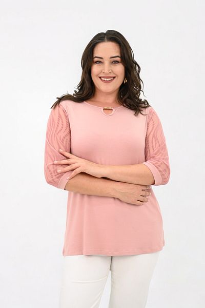 Koza Butik Γυναικεία μπλούζα με λεπτομέρεια από τούλι 1864-25