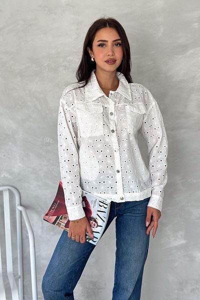 FEMELLE Jachetă Scallop Brode - Broderie Brodată și Buzunare Duble