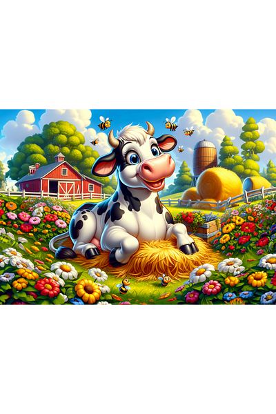 Art Puzzle Cute Cow and Friend Puzzle for Kids - 50 Pieces