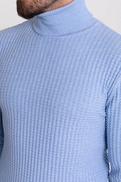 Mcr Pulover pentru bărbați, cu textura albastră, slim fit, cu gât întreg