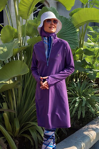 Marina Purple Parachute Hijab Swimsuit - Full Covered M2492