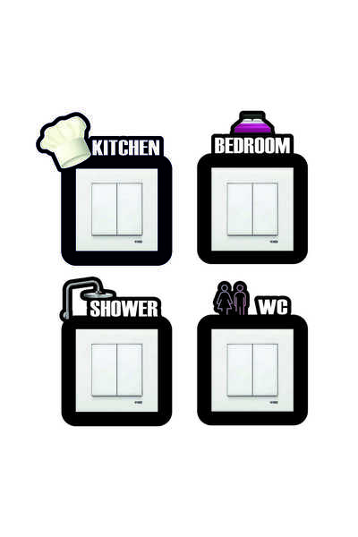 Seas Door إطار مقبس 4 قطع بالليزر - طباعة بالأشعة فوق البنفسجية - منتج ديكور